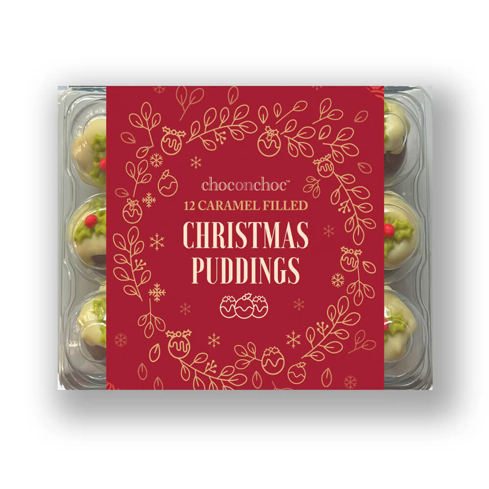 Choc On Choc 12 Christmas Puddings Filled with Caramel 120g